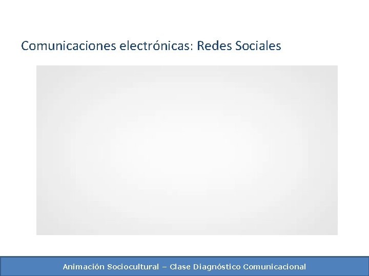 Comunicaciones electrónicas: Redes Sociales Animación Sociocultural – Clase Diagnóstico Comunicacional 