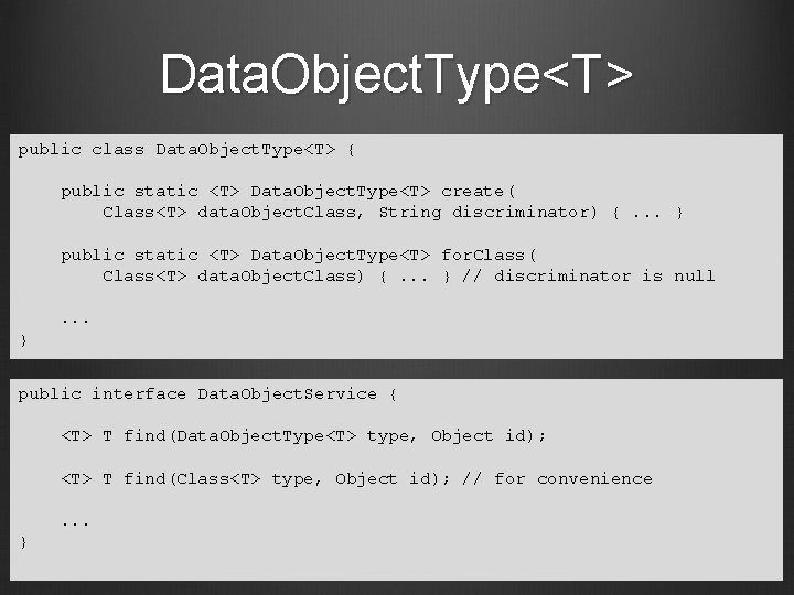 Data. Object. Type<T> public class Data. Object. Type<T> { public static <T> Data. Object.