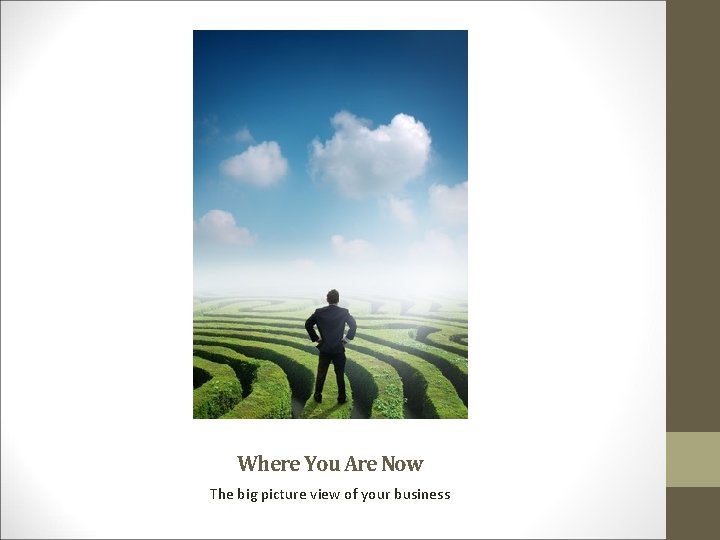 Where You Are Now The big picture view of your business 