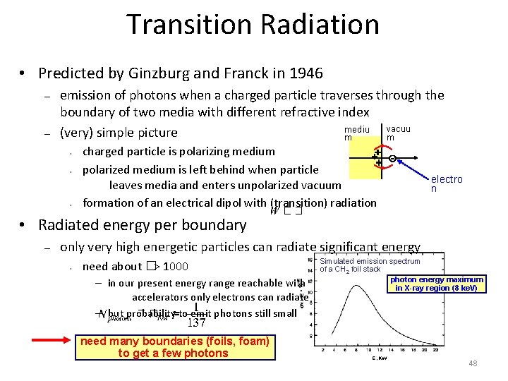 Transition Radiation • Predicted by Ginzburg and Franck in 1946 – – emission of