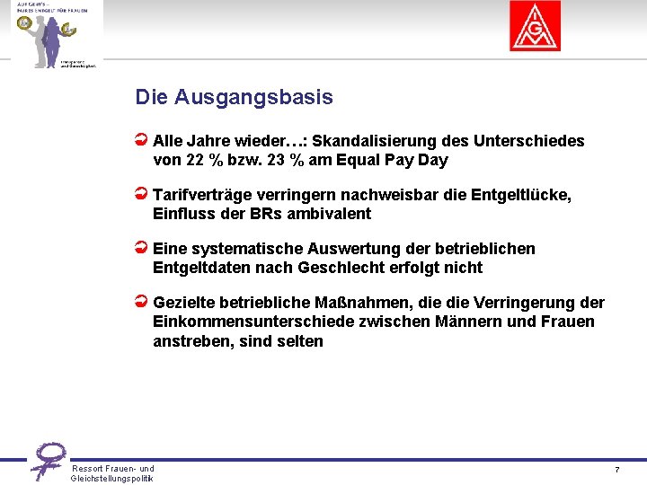 Die Ausgangsbasis Alle Jahre wieder…: Skandalisierung des Unterschiedes von 22 % bzw. 23 %