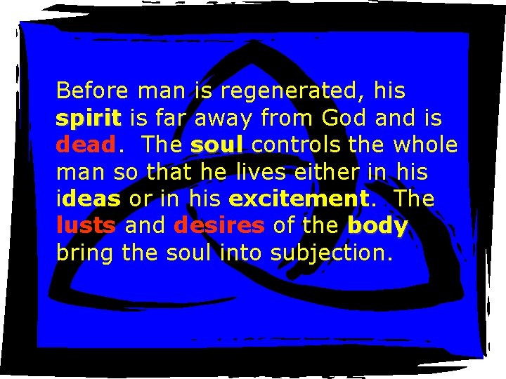 Before man is regenerated, his spirit is far away from God and is dead.