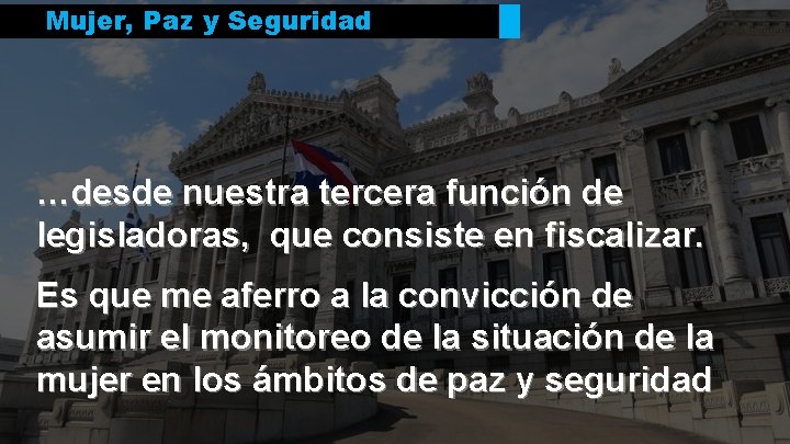 Mujer, Paz y Seguridad …desde nuestra tercera función de legisladoras, que consiste en fiscalizar.