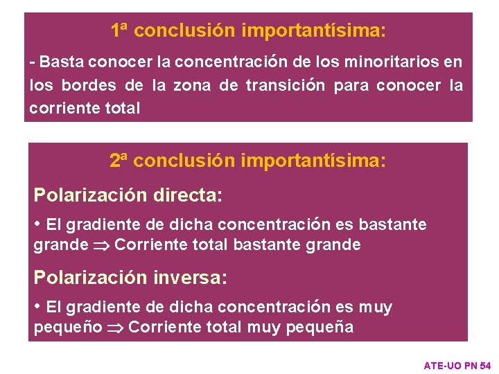 1ª conclusión importantísima: - Basta conocer la concentración de los minoritarios en los bordes