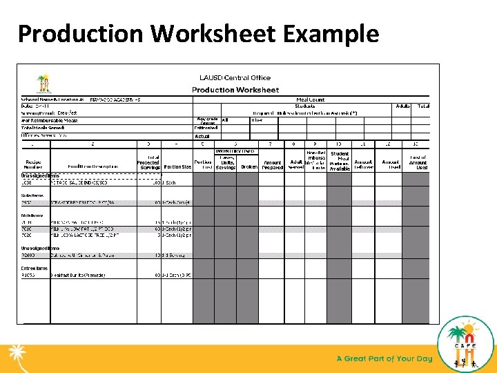 Production Worksheet Example 