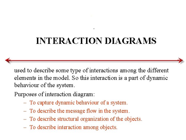 INTERACTION DIAGRAMS used to describe some type of interactions among the different elements in