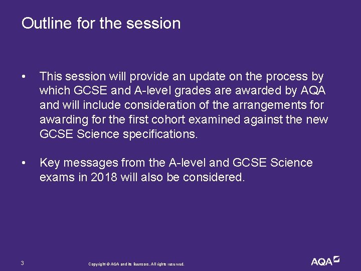 Outline for the session • This session will provide an update on the process