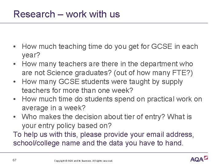 Research – work with us • How much teaching time do you get for