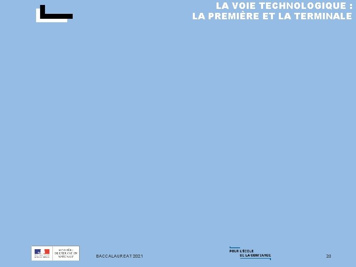 LA VOIE TECHNOLOGIQUE : LA PREMIÈRE ET LA TERMINALE BACCALAUREAT 2021 20 