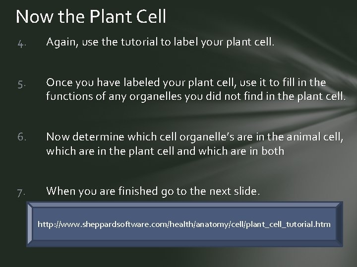 Now the Plant Cell 4. Again, use the tutorial to label your plant cell.