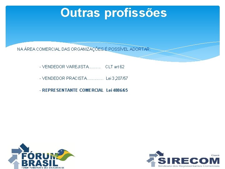 Outras profissões NA ÁREA COMERCIAL DAS ORGANIZAÇÕES É POSSÍVEL ADORTAR: - VENDEDOR VAREJISTA. .