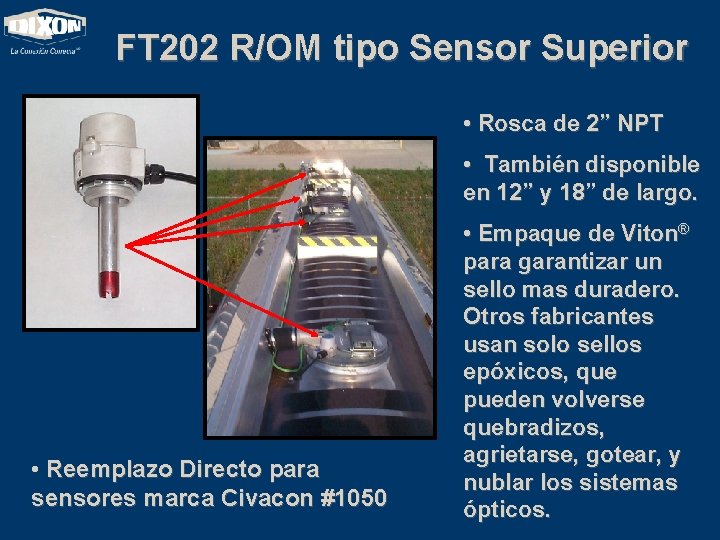 FT 202 R/OM tipo Sensor Superior • Rosca de 2” NPT • También disponible