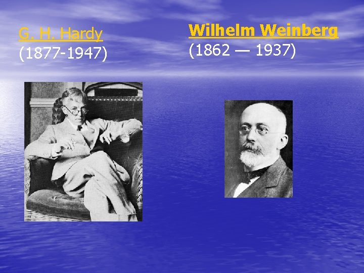G. H. Hardy (1877 -1947) Wilhelm Weinberg (1862 — 1937) 