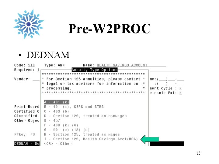 Pre-W 2 PROC • DEDNAM 13 