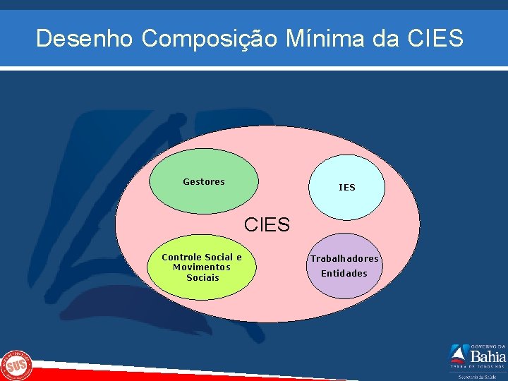 Desenho Composição Mínima da CIES Gestores IES Controle Social e Movimentos Sociais Trabalhadores Entidades