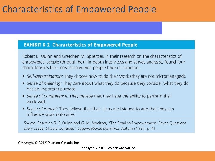 Characteristics of Empowered People Copyright © 2016 Pearson Canada Inc. 