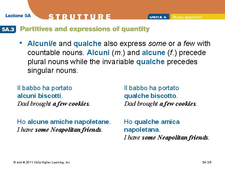  • Alcuni/e and qualche also express some or a few with countable nouns.