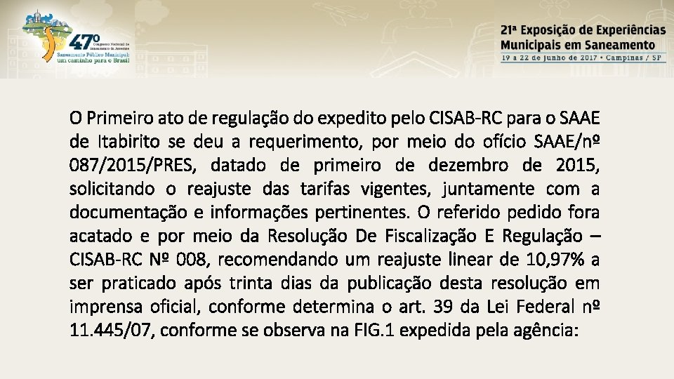O Primeiro ato de regulação do expedito pelo CISAB-RC para o SAAE de Itabirito