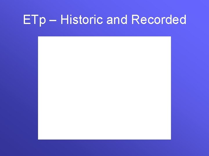 ETp – Historic and Recorded 