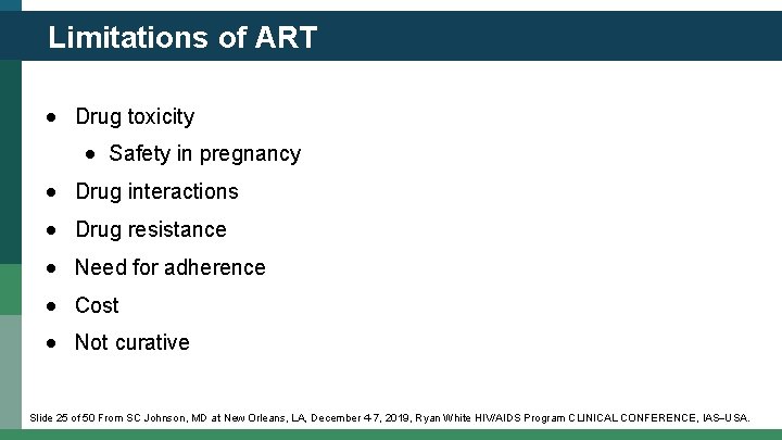 Limitations of ART · Drug toxicity · Safety in pregnancy · Drug interactions ·