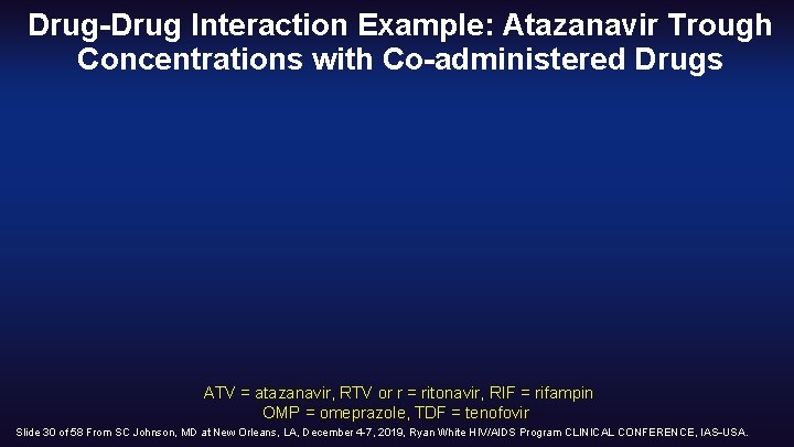 Drug-Drug Interaction Example: Atazanavir Trough Concentrations with Co-administered Drugs ATV = atazanavir, RTV or