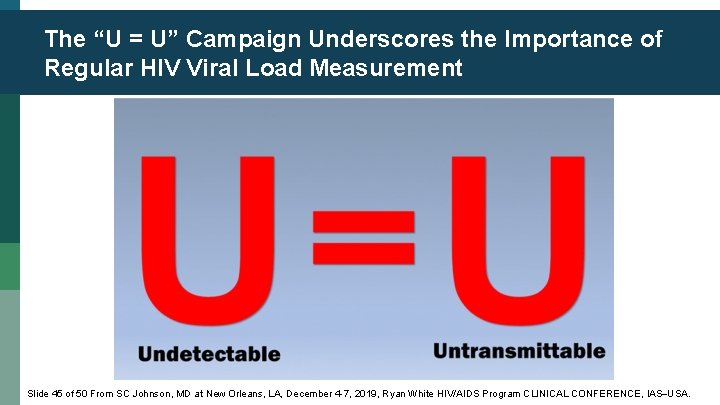 The “U = U” Campaign Underscores the Importance of Regular HIV Viral Load Measurement