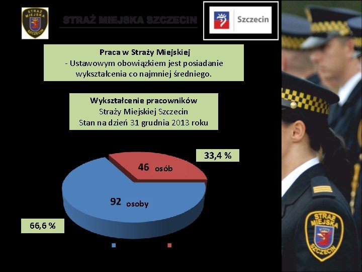 Praca w Straży Miejskiej - Ustawowym obowiązkiem jest posiadanie wykształcenia co najmniej średniego. Wykształcenie