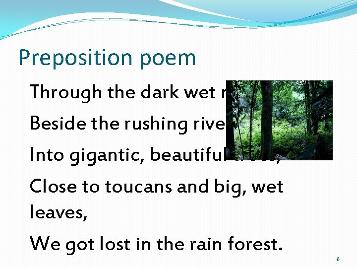 Preposition Poem Example Parts of Speech Workshop Honors English 9 Mrs