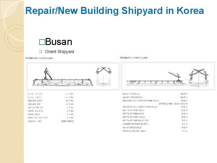 Repair/New Building Shipyard in Korea �Busan � Orient Shipyard 