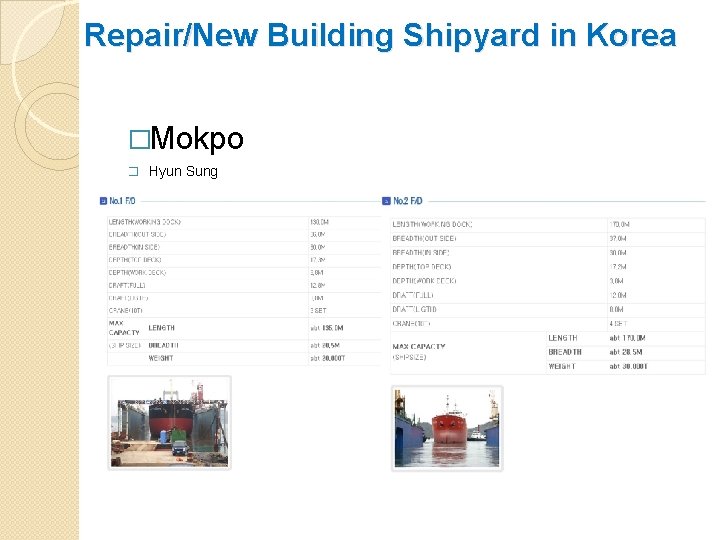 Repair/New Building Shipyard in Korea �Mokpo � Hyun Sung 