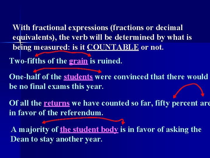 With fractional expressions (fractions or decimal equivalents), the verb will be determined by what