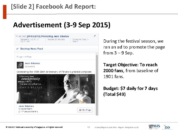 [Slide 2] Facebook Ad Report: Advertisement (3 -9 Sep 2015) During the festival season,