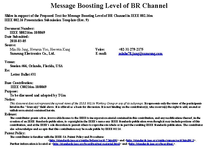 Message Boosting Level of BR Channel Slides in support of the Proposed Text for