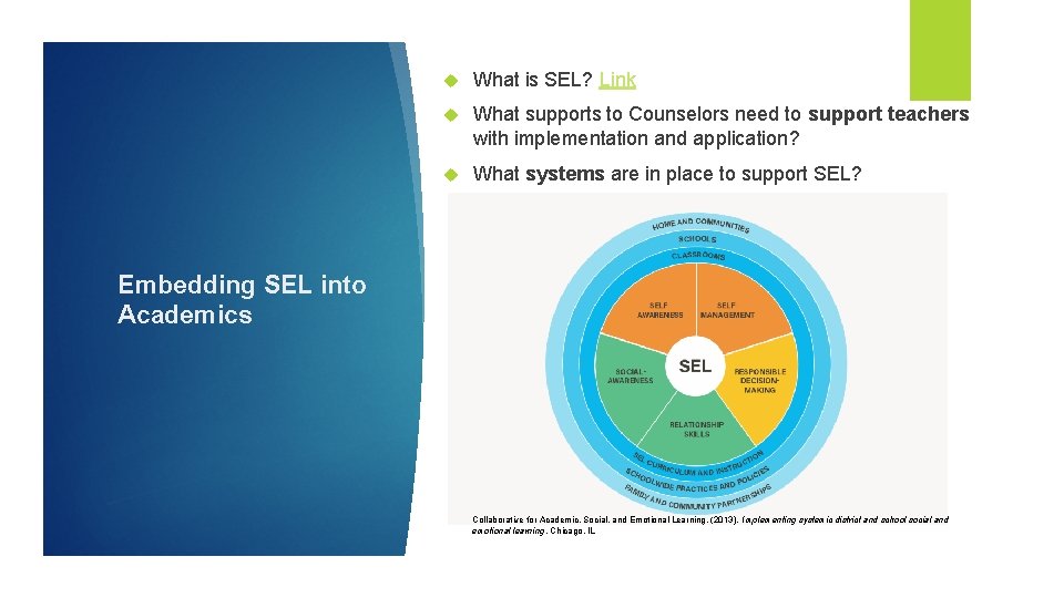  What is SEL? Link What supports to Counselors need to support teachers with