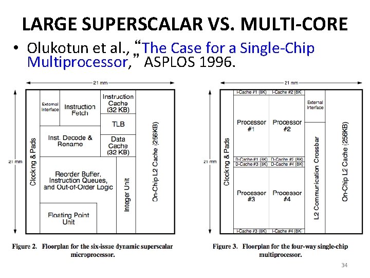 LARGE SUPERSCALAR VS. MULTI-CORE • Olukotun et al. , “The Case for a Single-Chip