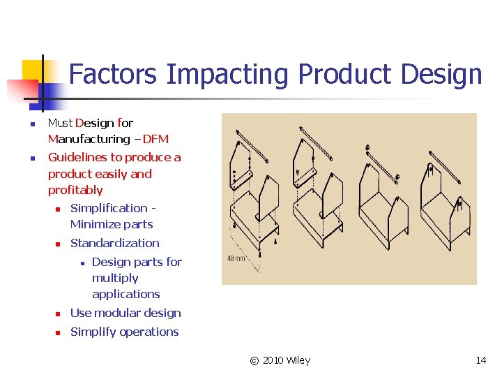 Factors Impacting Product Design n n Must Design for Manufacturing – DFM Guidelines to