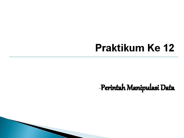 Praktikum Ke 12 -Perintah Manipulasi Data 