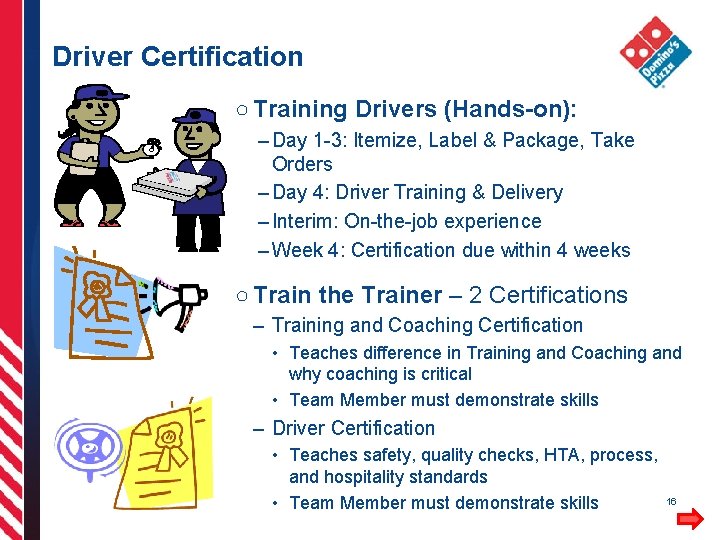 Driver Certification ○ Training Drivers (Hands-on): – Day 1 -3: Itemize, Label & Package,