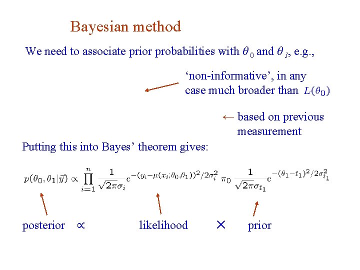 Bayesian method We need to associate prior probabilities with θ 0 and θ 1,