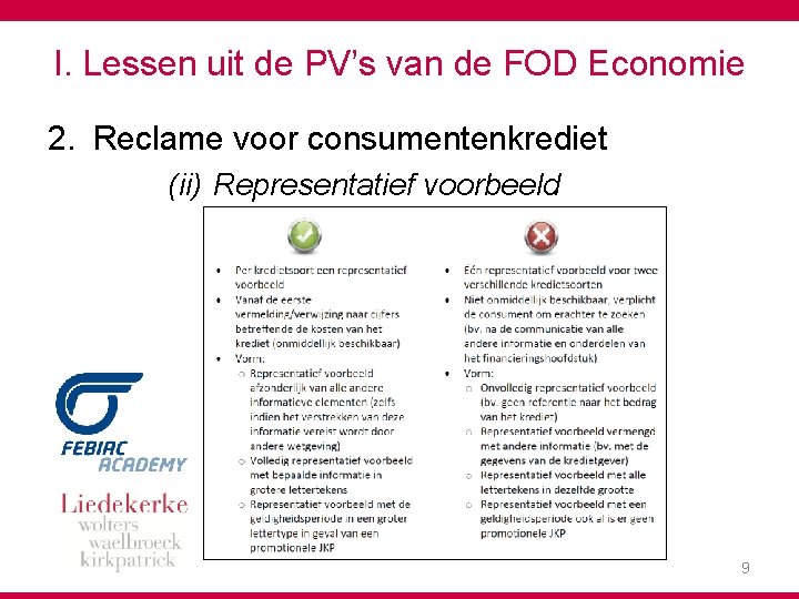 I. Lessen uit de PV’s van de FOD Economie 2. Reclame voor consumentenkrediet (ii)