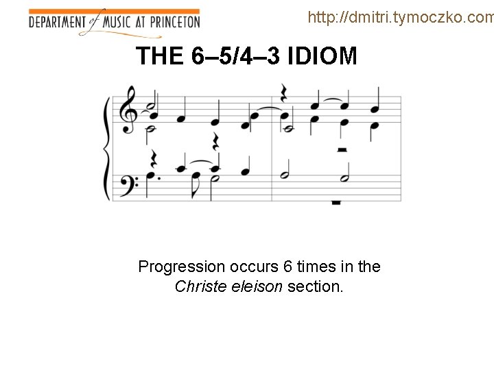 http: //dmitri. tymoczko. com THE 6– 5/4– 3 IDIOM Progression occurs 6 times in