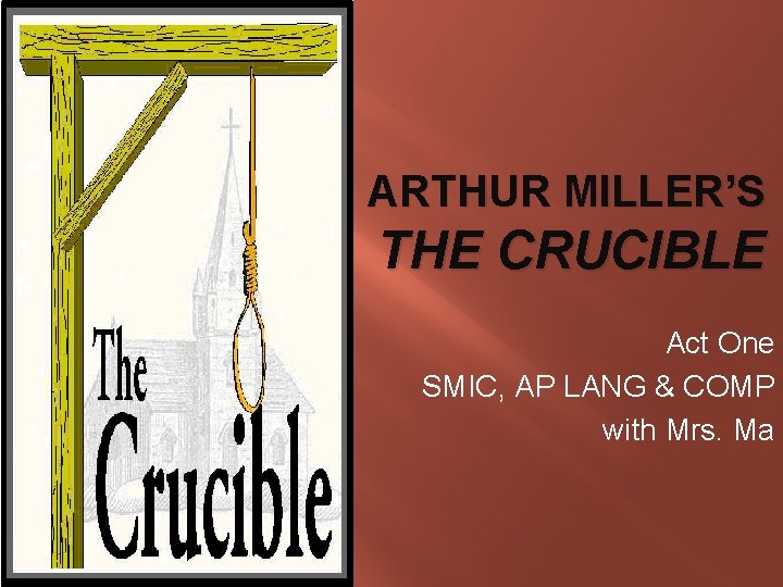 ARTHUR MILLER’S THE CRUCIBLE Act One SMIC, AP LANG & COMP with Mrs. Ma