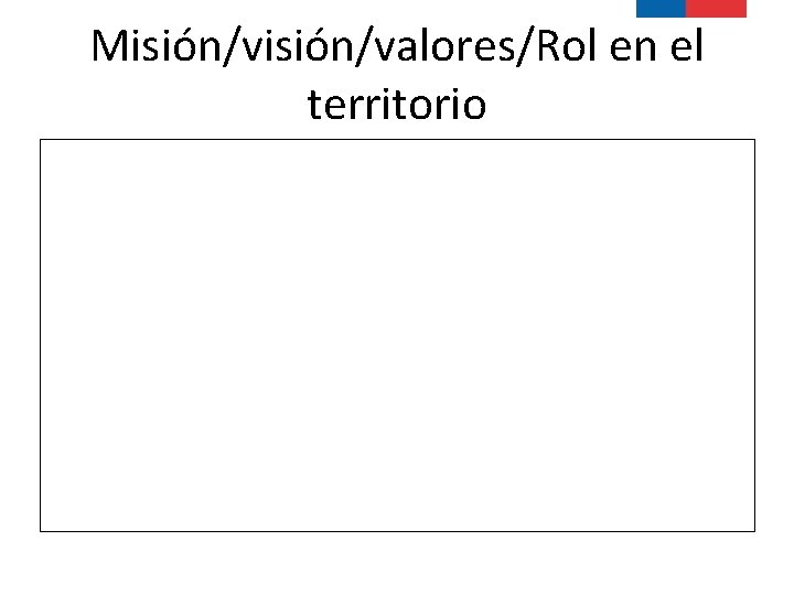 Misión/valores/Rol en el territorio 