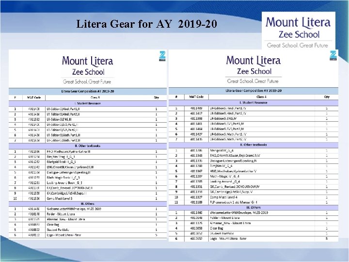 Litera Gear for AY 2019 -20 