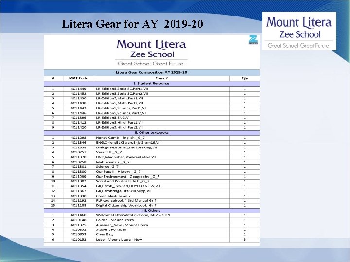 Litera Gear for AY 2019 -20 