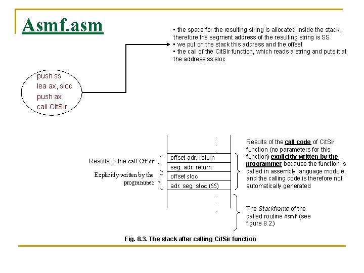 Asmf. asm • the space for the resulting string is allocated inside the stack,