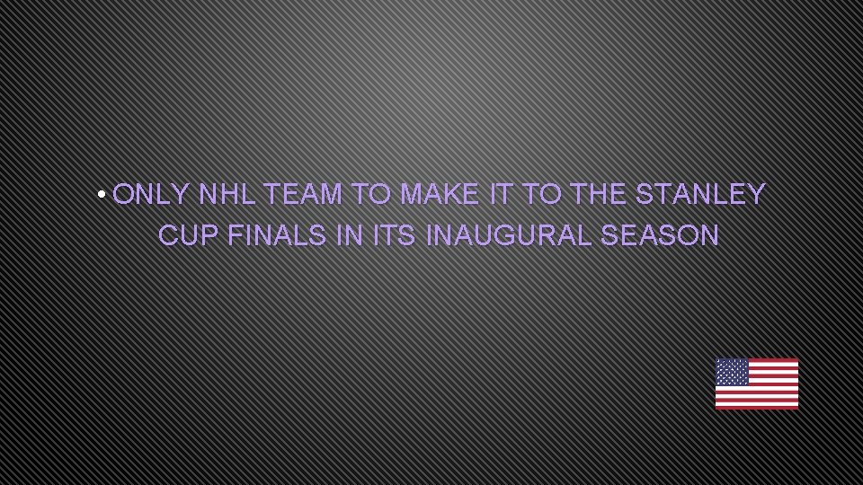  • ONLY NHL TEAM TO MAKE IT TO THE STANLEY CUP FINALS IN