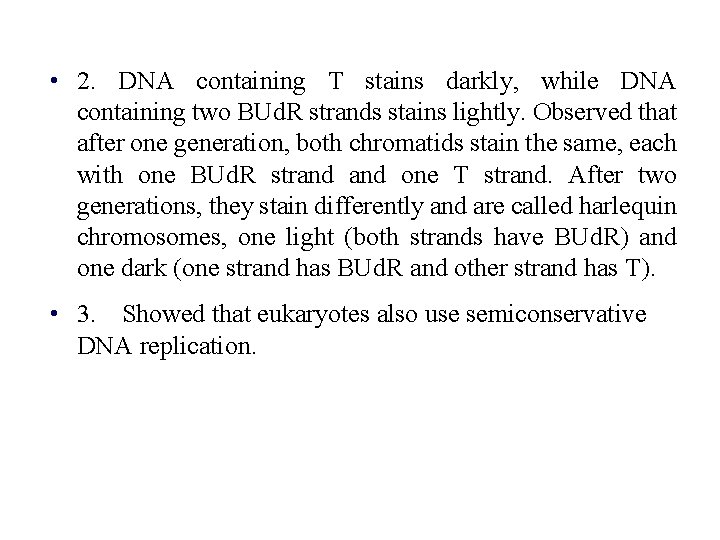  • 2. DNA containing T stains darkly, while DNA containing two BUd. R