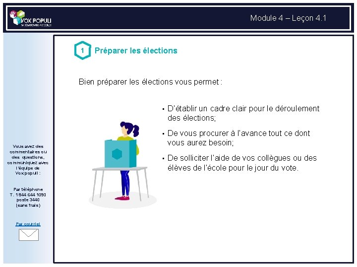 Module 4 – Leçon 4. 1 1 Préparer les élections Bien préparer les élections