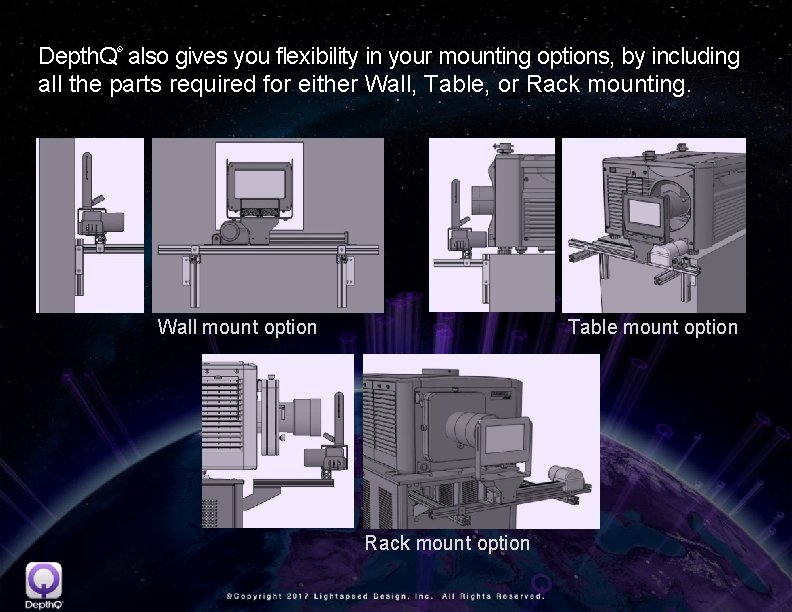 Depth. Q also gives you flexibility in your mounting options, by including all the